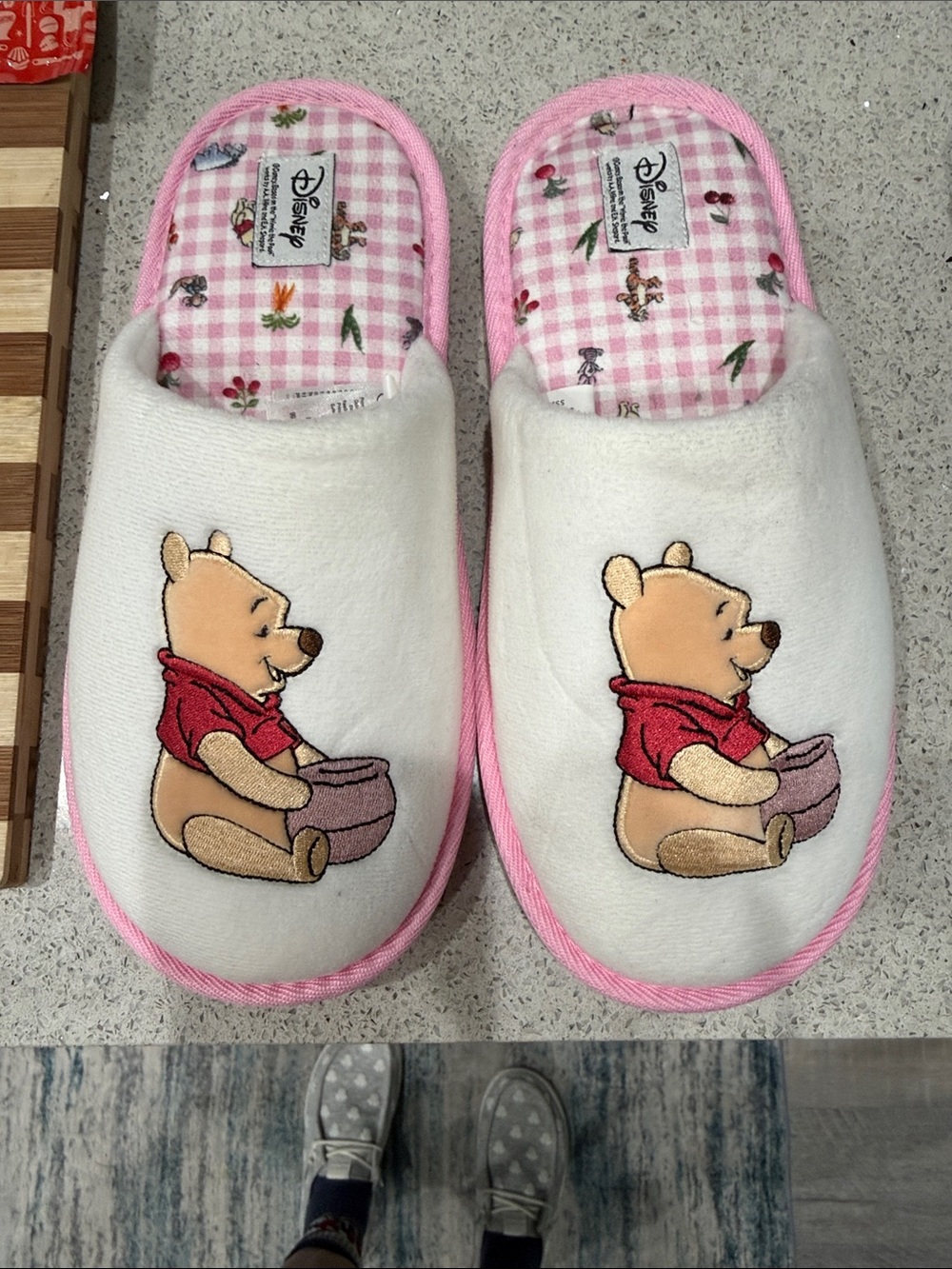 Disney Winnie the Pooh Pink & White Adult Slippers